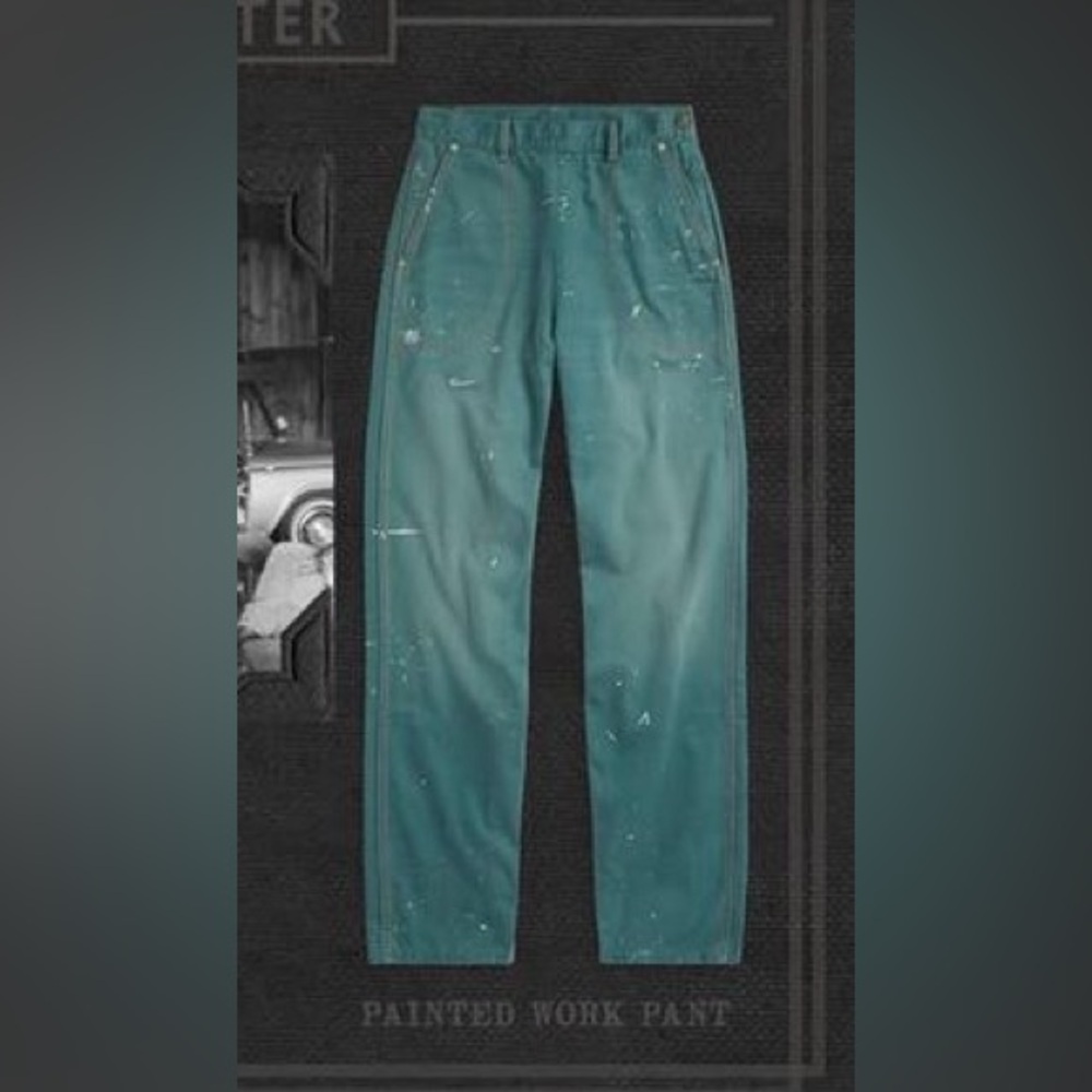 Women’s Double RL, RRL, Ralph Lauren Painted Work Pant, Blue Green, Size 26